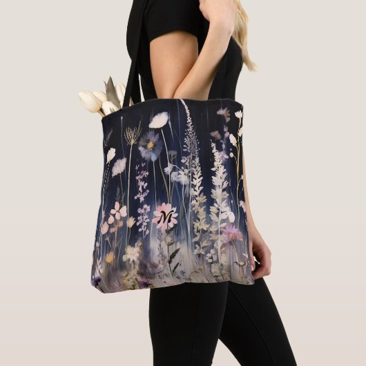 Wildblumen Aquarellspüler Schulter Tasche (Von Nahem)