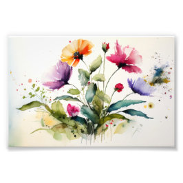 Wildblumen, Aquarellstil, Malerei, Wandkunst Fotodruck