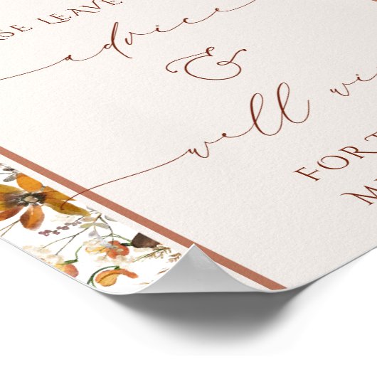 Wildblumen Arch Advice und Wünsche Hochzeitszeiche Poster (Ecke)