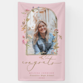 Wildblumen Arch Blush Foto Graduation Party Banner