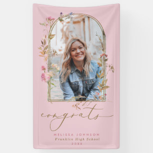 Wildblumen Arch Blush Foto Graduation Party Banner