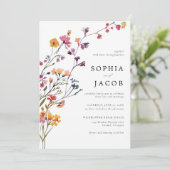 Wildblumen Arch Happy Colorful Modern Wedding Einladung (Stehend Vorderseite)
