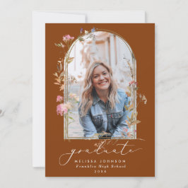 Wildblumen Arch Terracotta Foto Abschluss Ankündigung