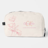 Wildblumen Art Pink Creme Monogramm Name Waschbeutel (Vorderseite)