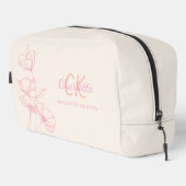 Wildblumen Art Pink Creme Monogramm Name Waschbeutel (Rechte Ecke)