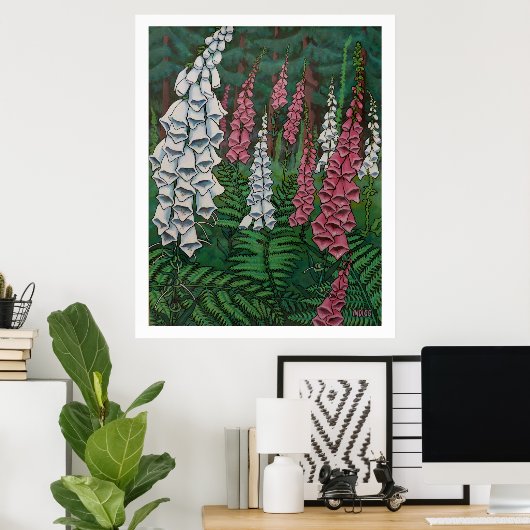 Wildblumen Art Poster Foxglove Blume Malerei (Heimbüro)