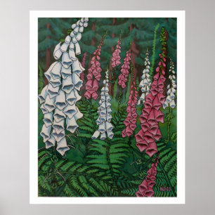Wildblumen Art Poster Foxglove Blume Malerei