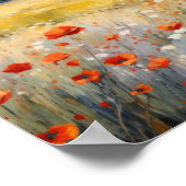 Wildblumen auf dem Landfeld Rustikaler Bauernhof Poster (Ecke)