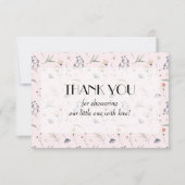 Wildblumen auf der Pink Girl Baby Dusche Dankeskarte (Vorderseite)