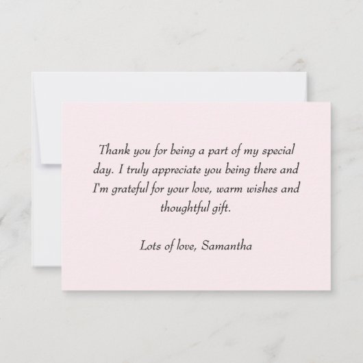 Wildblumen auf der Pink Girl Baby Dusche Dankeskarte (Rückseite)