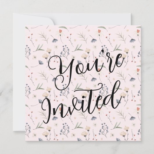 Wildblumen auf der Pink Girl Baby Dusche Einladung (Vorderseite)