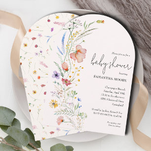 Wildblumen auf der Spitze des ElfenbeinBaby-Duschb Einladung