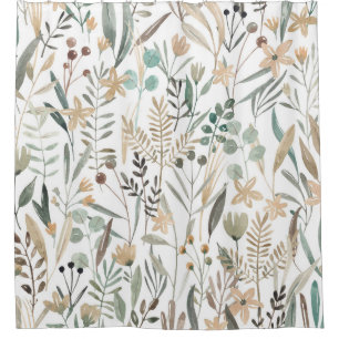 Wildblumen auf der Weide: Aquarellenkarm. Duschvorhang