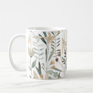 Wildblumen auf der Weide: Aquarellenkarm. Kaffeetasse