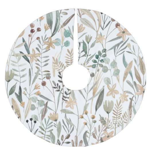 Wildblumen auf der Weide: Aquarellenkarm. Polyester Weihnachtsbaumdecke (Vorderseite)