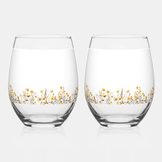 Wildblumen auf der Weißen Wiese Weinglas Ohne Stiel (Rückseite)