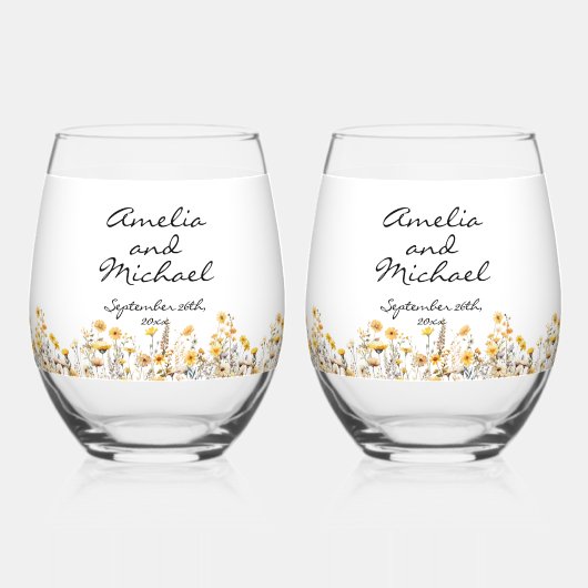 Wildblumen auf der Weißen Wiese Weinglas Ohne Stiel (Vorderseite)