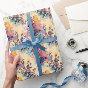 Wildblumen auf farbenfrohem Hintergrund Geschenkpapier