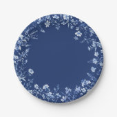 Wildblumen auf Französisch Blau Pappteller (Vorderseite)