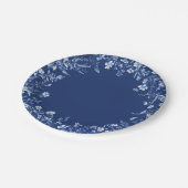 Wildblumen auf Französisch Blau Pappteller (Schrägansicht)