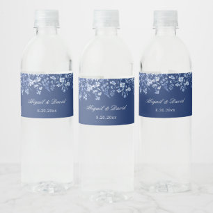 Wildblumen auf französisch-blauer Hochzeit Wasserflaschenetikett