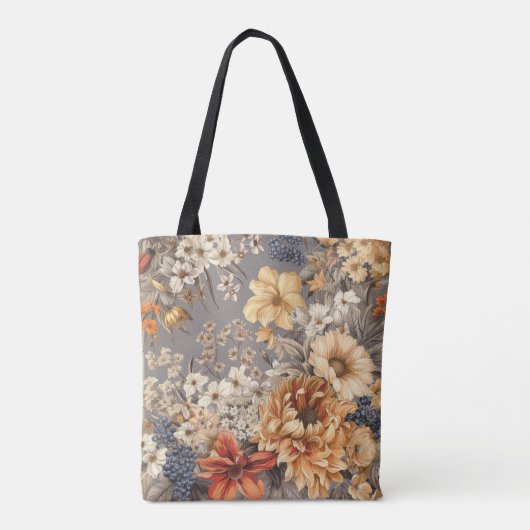 Wildblumen auf Grau Tasche (Rückseite)