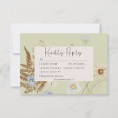 Wildblumen auf Light Sage Hochzeit drei Abendessen RSVP Karte (Vorderseite)