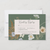 Wildblumen auf Sage Hochzeit zwei Abendessen RSVP Karte (Vorderseite)