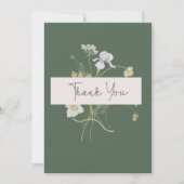 Wildblumen auf Sage Wedding Dankeskarte (Vorderseite)