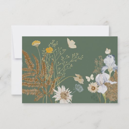 Wildblumen auf Sage Wedding Save The Date (Rückseite)