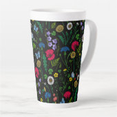 Wildblumen auf schwarzer Latte-Tasse Milchtasse (Rechte Ecke)