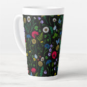 Wildblumen auf schwarzer Latte-Tasse Milchtasse (Linke Ecke)