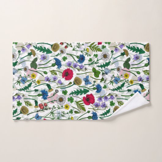 Wildblumen auf weißlich badhandtuch set (Handtuch)