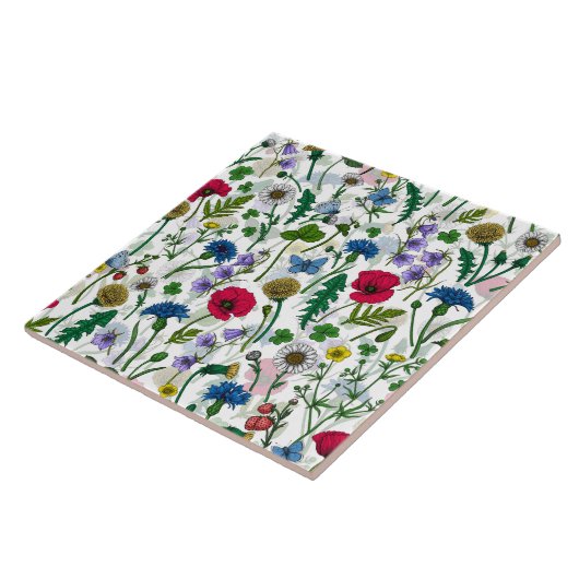 Wildblumen auf weißlich fliese (Seite)