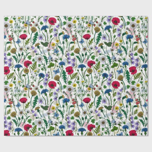 Wildblumen auf weißlich geschenkpapier (Flach)