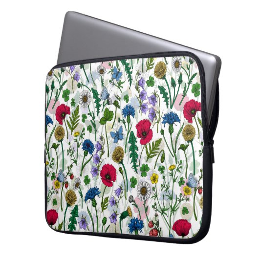 Wildblumen auf weißlich laptopschutzhülle (Vorderseite Links)