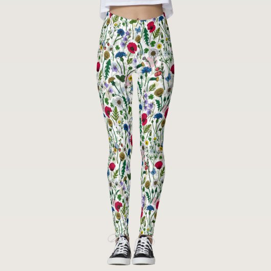 Wildblumen auf weißlich leggings (Vorderseite)
