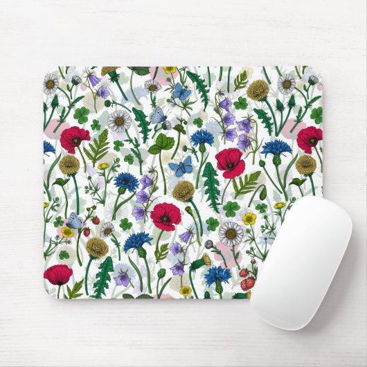 Wildblumen auf weißlich mousepad (Mit Mouse)