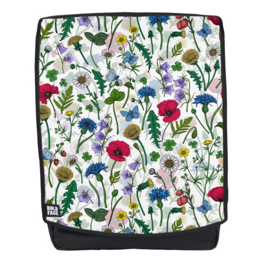 Wildblumen auf weißlich rucksack (Vorderseite)