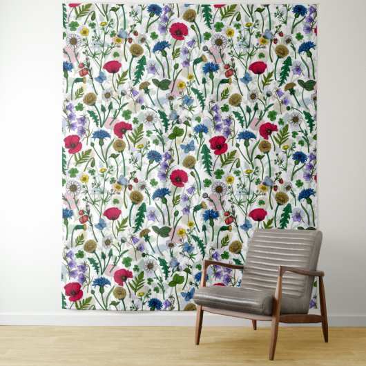 Wildblumen auf weißlich wandteppich (Beispiel)