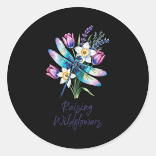 Wildblumen aufziehen Libelle Blumenkunst für Runder Aufkleber