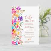 Wildblumen aus gestrichenem Garten Wiese Babydusch Einladung (Stehend Vorderseite)