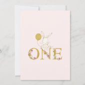 Wildblumen aus Gold Balloon zum 1. Geburtstag Einladung (Rückseite)