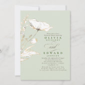 Wildblumen aus Gold Fohlen Abendessen mit grüner P Einladung (Vorderseite)