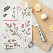 Wildblumen aus rosa und grünem, langem Stechen Per Geschirrtuch (Viertel Falte)