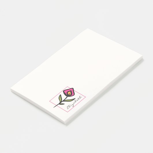 Wildblumen aus rosa und grünem, langem Stechen Per Post-it Klebezettel (angewinkelt)
