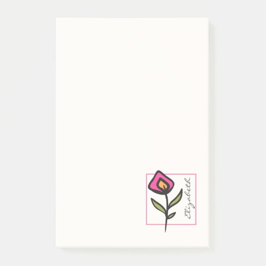 Wildblumen aus rosa und grünem, langem Stechen Per Post-it Klebezettel (Vorderseite)