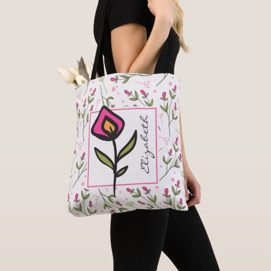 Wildblumen aus rosa und grünem, langem Stechen Per Tasche (Von Nahem)