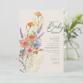 Wildblumen BABY Dusche BOHO gedruckt oder digital Einladung (Stehend Vorderseite)