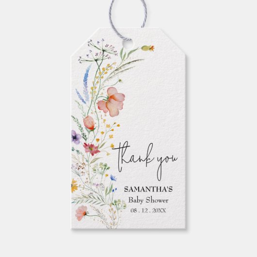 Wildblumen Baby Dusche Gefallen Geschenkanhänger (Vorderseite)